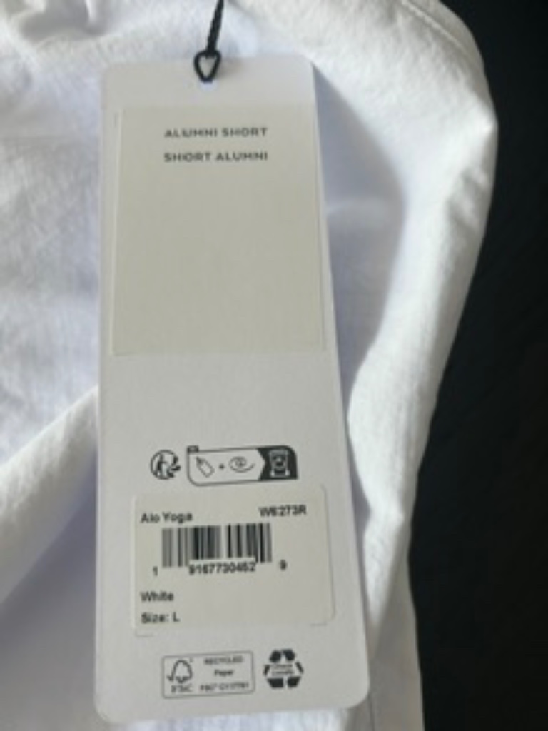 Alo Athletic White Alumni Shorts
